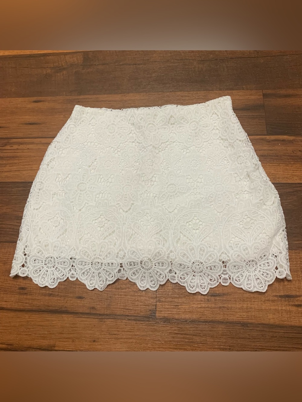 Abercrombie And Fitch Crochet Lace Mini Skirt Womens Sz M White Built-in Shorts